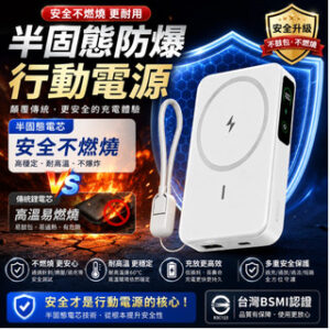 半固態行動電源 安全防爆不燃燒 ccc&wh標示 可帶上飛機 可出國 10000mAh/5000mAh 行動電源